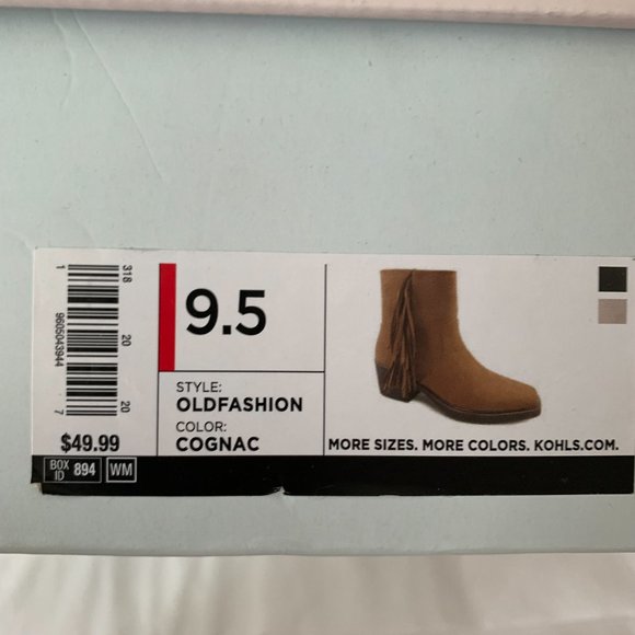 SO Women’s Old Fashion Fringe Western Ankle Boots, Cognac, Size 9.5, New in Box - Picture 10 of 10